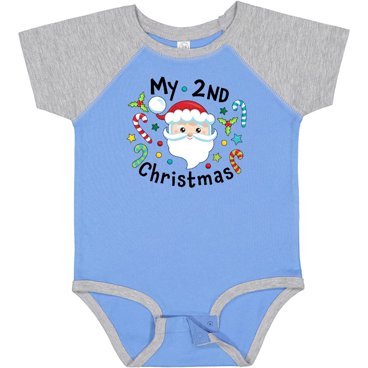 Inktastic My Second Christmas Santa with Candy Canes Baby Bodysuit - Adorable Holiday Outfit for Infants & Toddlers - Perfect for Christmas Photos, Family Gatherings & Festive Celebrations