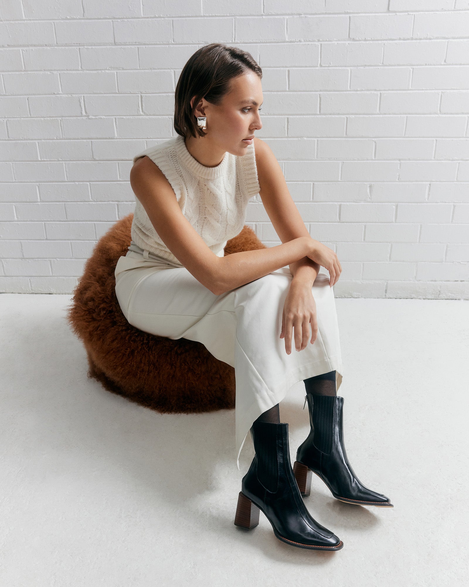 DEVINA Women's Black Leather Mid Ankle Boots - Stylish & Comfortable for Casual Wear, Office & Night Out