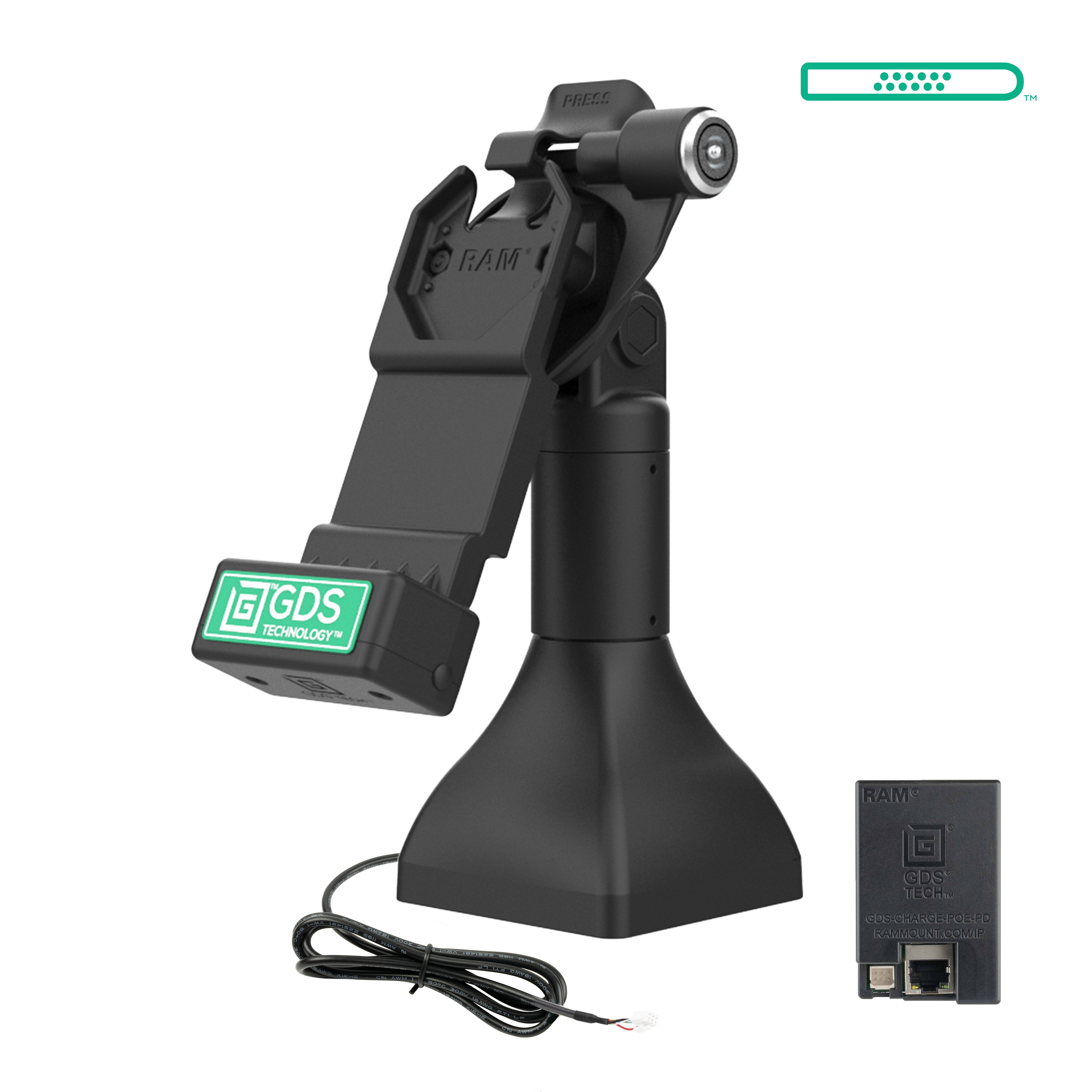 GDS® Uni Conn™ 7 Locking Pedestal Dock with PoE - Secure Network & Power Solution for Outdoor Environments (RAM GDS DOCKLR D11 7 U1E) - Ideal for Marine, RV & Industrial Applications