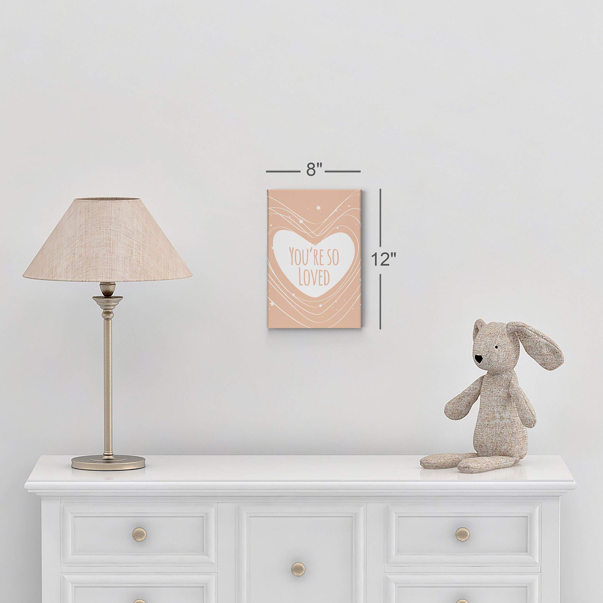 You're So Loved Cute Lettering Pink Canvas Print - 40x30 Inch Nursery Wall Art, Kids Room Decor, Baby Gift - Ready to Hang Made in USA | Perfect for Bedroom, Playroom & Baby Shower Decorations