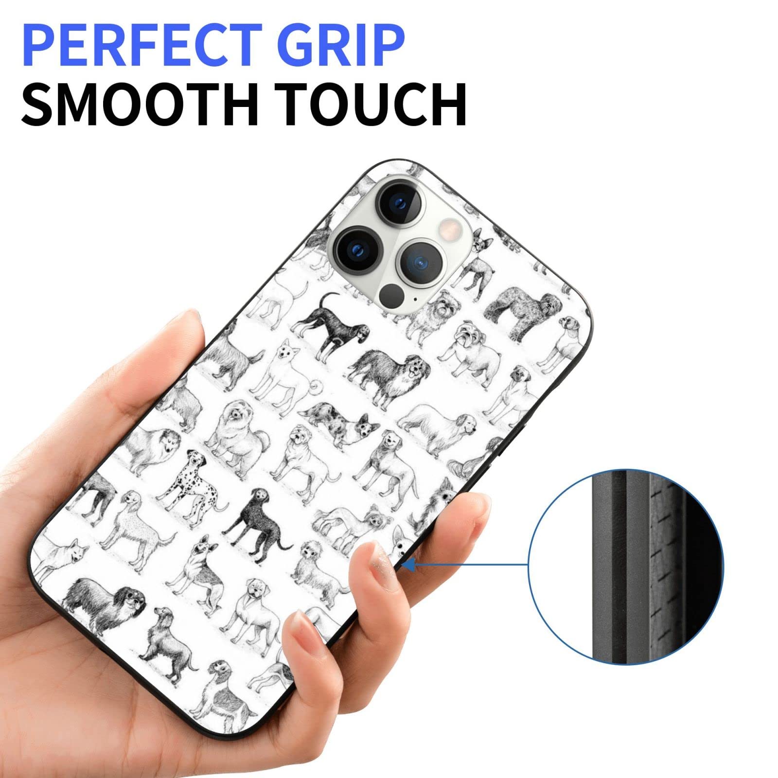 Funny Cute Black & White Dog iPhone 13/13 Pro Case - Soft TPU Slim Shockproof Protective Phone Cover for Women & Girls | Perfect Gift for Pet Lovers & Daily Use
