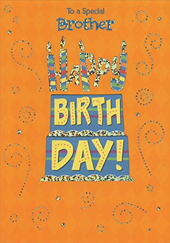 Designer Greetings Orange & Silver Dotted Swirls Birthday Card with Die-Cut Candle Windows - Perfect Gift for Brother's Birthday, Anniversary & Special Occasions