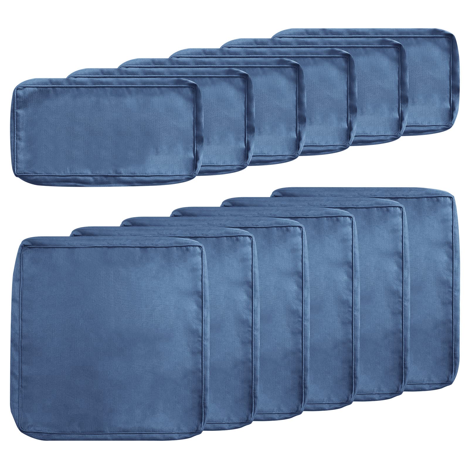 12-Piece Outdoor Patio Cushion Covers Set - Waterproof Replacement Slipcovers (6 Seat + 6 Back) with Zipper for Patio Furniture, Sofa, Couch - Durable & UV-Resistant - Perfect for Backyard, Deck, Poolside (Blue)