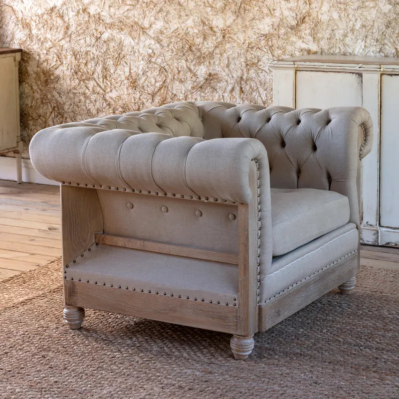 Chesterfield Chair for Luxury Home Decor - Ivy Hotel Style Tufted Leather Sofa for Living Room, Office & Lounge