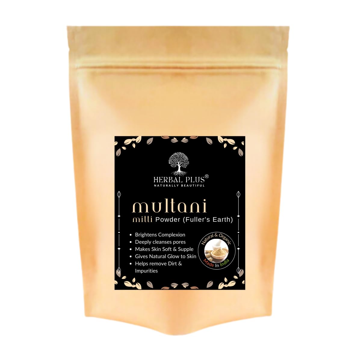 Herbal Plus Multani Mitti Powder | 100% Natural & Organic Fuller's Earth Clay | Deep Cleansing & Hydrating Facial Mask for Glowing Skin | 250g | Perfect for Acne-Prone & Oily Skin Care Routine