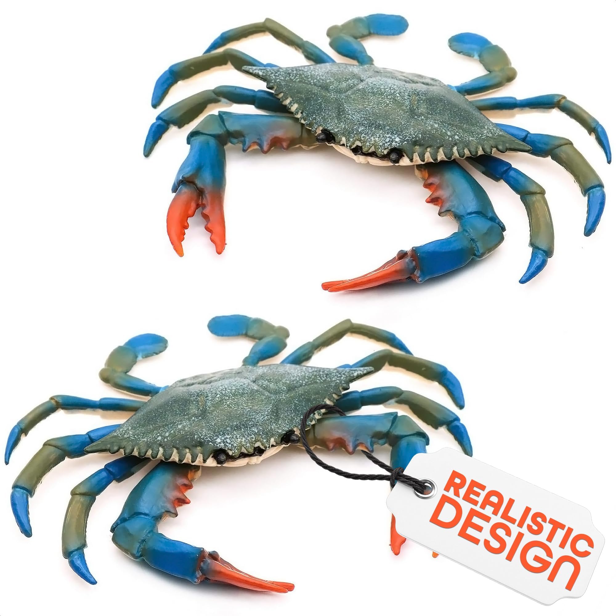 2PCS Realistic Crab Toy Wall Decor - Educational Ocean Animal Bath Toys for Toddlers, Plastic Crab Toy for Baby & Kids - Perfect for Bath Time, Ocean Themed Cake Decorations, and Kids Room Wall Art