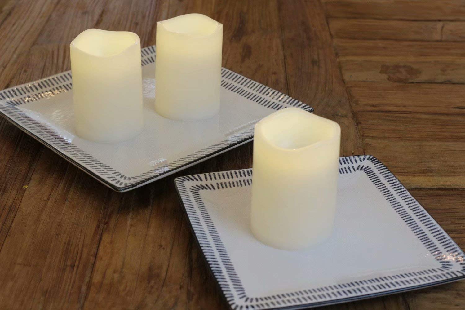 3-Pack Outdoor Waterproof LED Pillar Candles - IP44 Rated, Warm White, Flameless Battery Operated with Remote & 24H Timer - Weatherproof Plastic Design (4