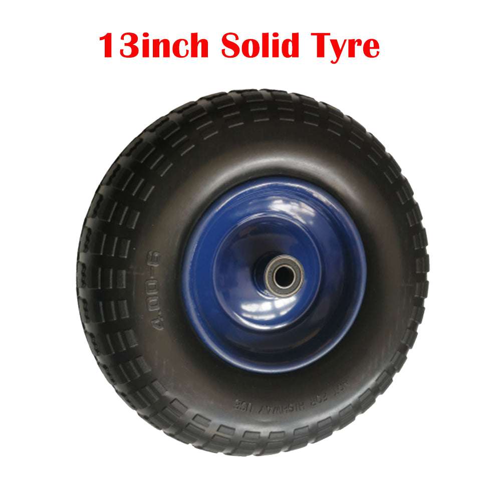 13 Inch Solid Rubber Tire with Steel Rim for Hand Trolley Cart - Heavy Duty Replacement Wheel for Warehouse, Shopping Cart, and Luggage Transport