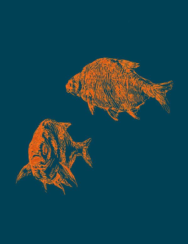 Nathan Turner Indigo 'Goldfish' Wallpaper - Premium Peel & Stick Wallpaper for Home Decor, Living Room, Bedroom, Nursery | Easy to Install & Removable