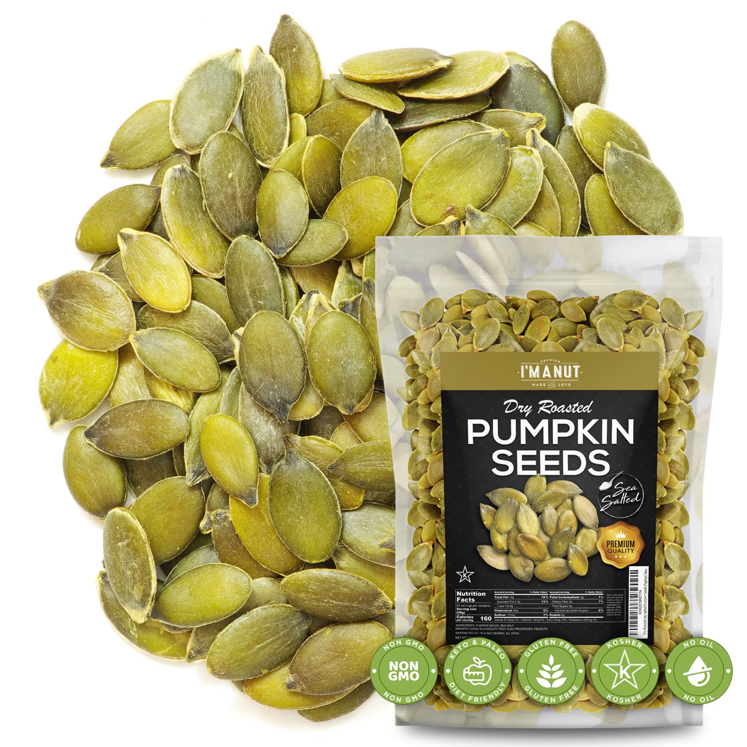 **Premium Oven Toasted Pumpkin Seeds with Sea Salt (Papitas) – 32 oz (2 lb) – Gluten Free, Peanut Free, Non-GMO, Vegan & Keto Friendly – No Oils or PPO – Perfect for Snacking, Salads & Baking**