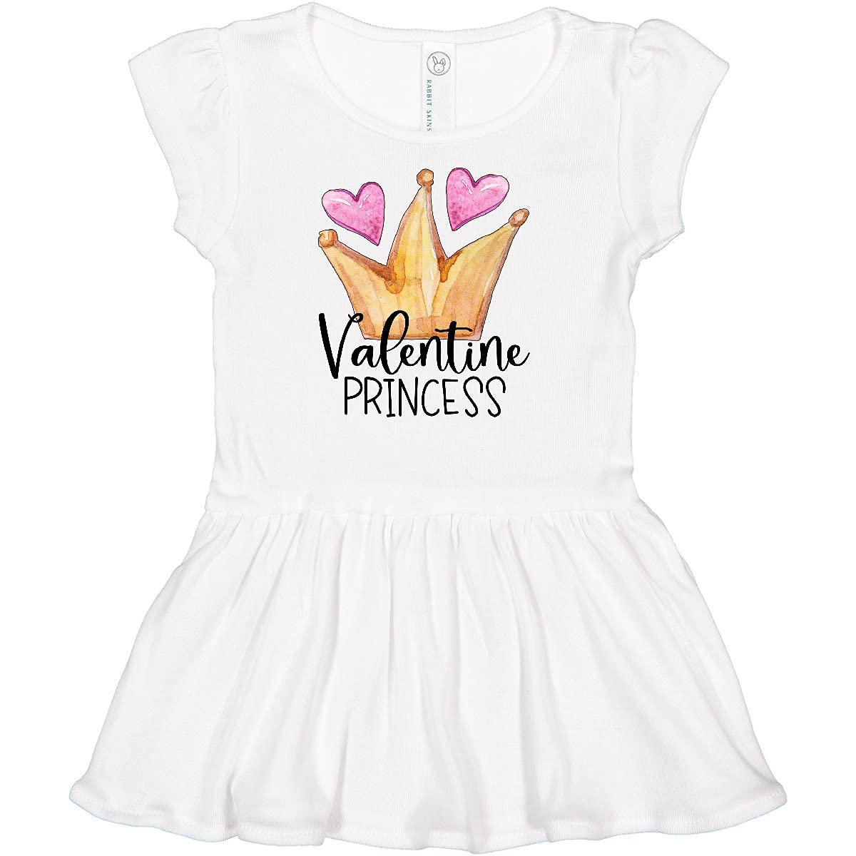 Inktastic Valentine Princess with Crown and Hearts Baby Dress - Adorable Outfit for Valentine's Day, Birthday Parties & Special Occasions