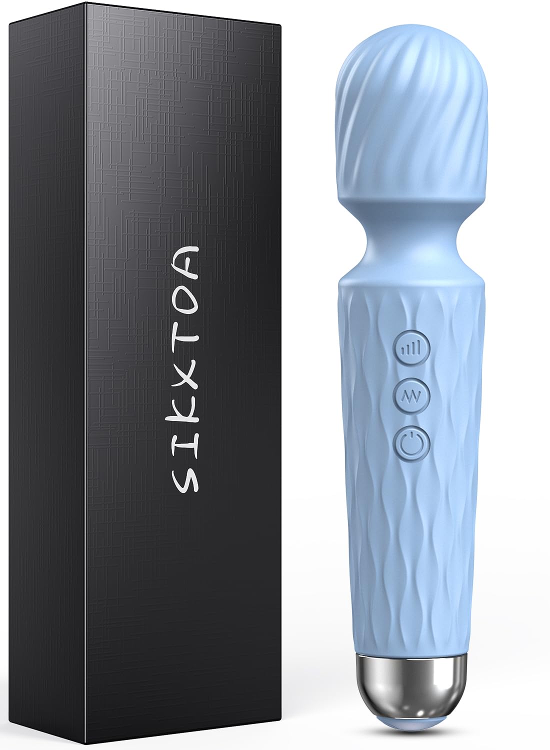 Powerful Waterproof Wand Vibrator for Women - 8 Speeds & 20 Vibration Patterns, Clitoral Stimulator & G-Spot Massager - Adult Sex Toy for Solo Play & Couples (Light Blue) | Perfect for Relaxation, Stress Relief & Intimate Moments