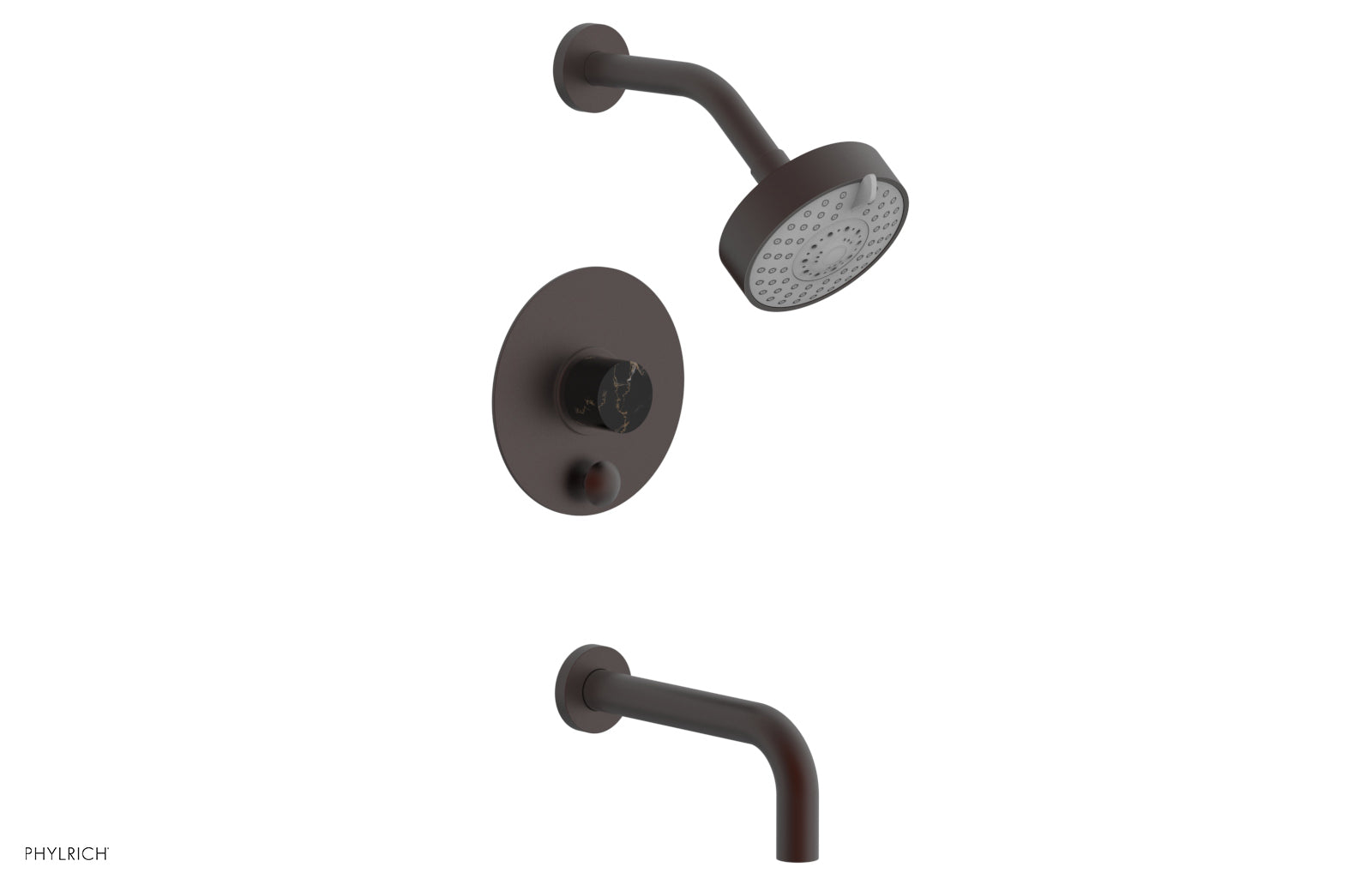 BASIC II Pressure Balance Tub and Shower Set - Black Marble Finish, 230 28 Series | Perfect for Modern Bathroom Renovations & Spa-Like Showers
