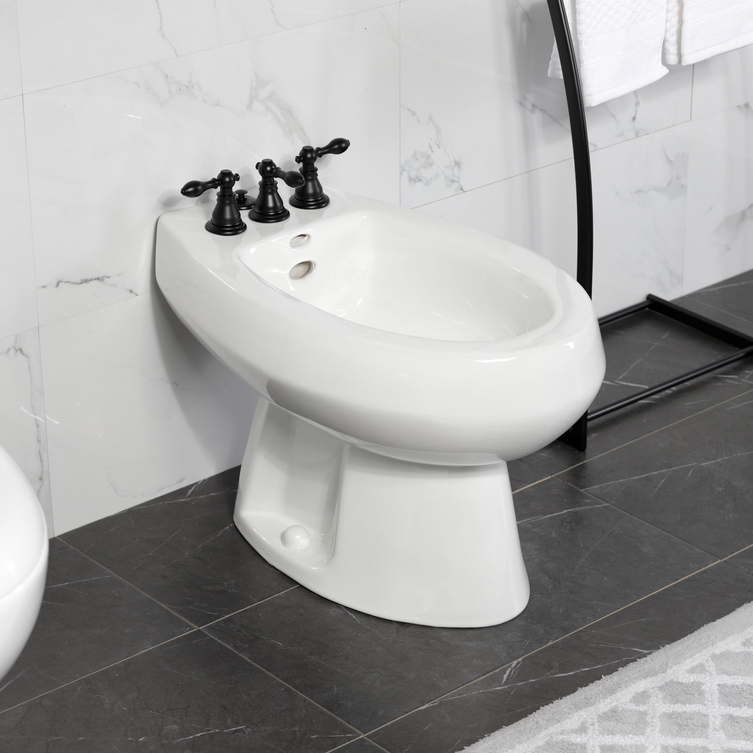 American Classic KB320ACL 3-Handle Deck Mount Vertical Spray Bidet Faucet with Brass Pop-Up Drain - Matte Black Finish for Modern Bathroom & Spa Experience