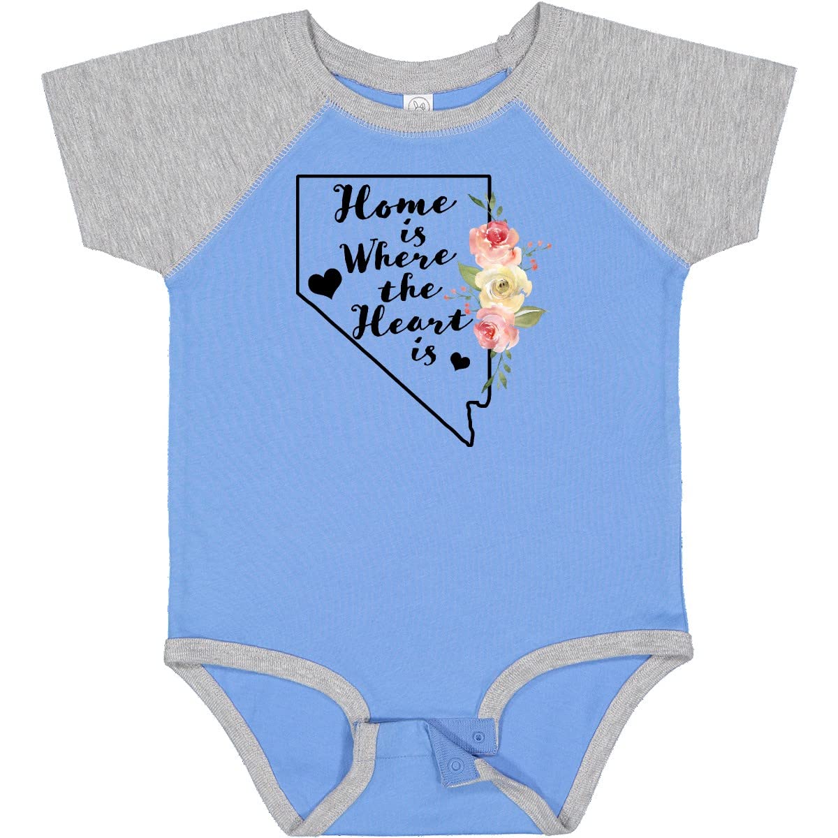 Inktastic Nevada Home is Where The Heart is Watercolor Floral Baby Bodysuit - Soft Cotton Infant Onesie for Newborns, Baby Showers & Family Photos