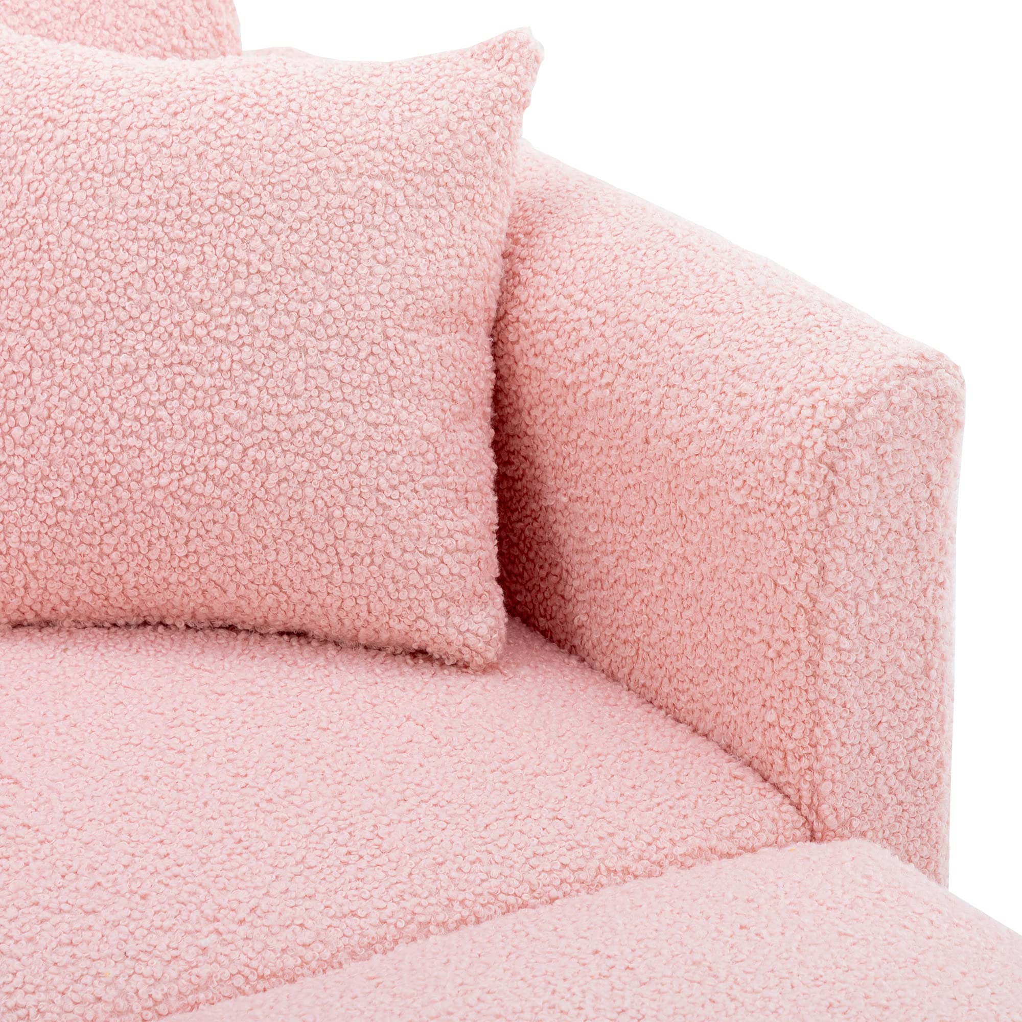 3-in-1 Convertible Chaise Lounge Chair with Ottoman - Modern Recliner Sleeper & Reading Accent Chair for Living Room, Home Office & Study - Includes 2 Comfort Pillows (Pink Teddy Fabric) - Perfect for Relaxing, Napping & Entertaining Guests