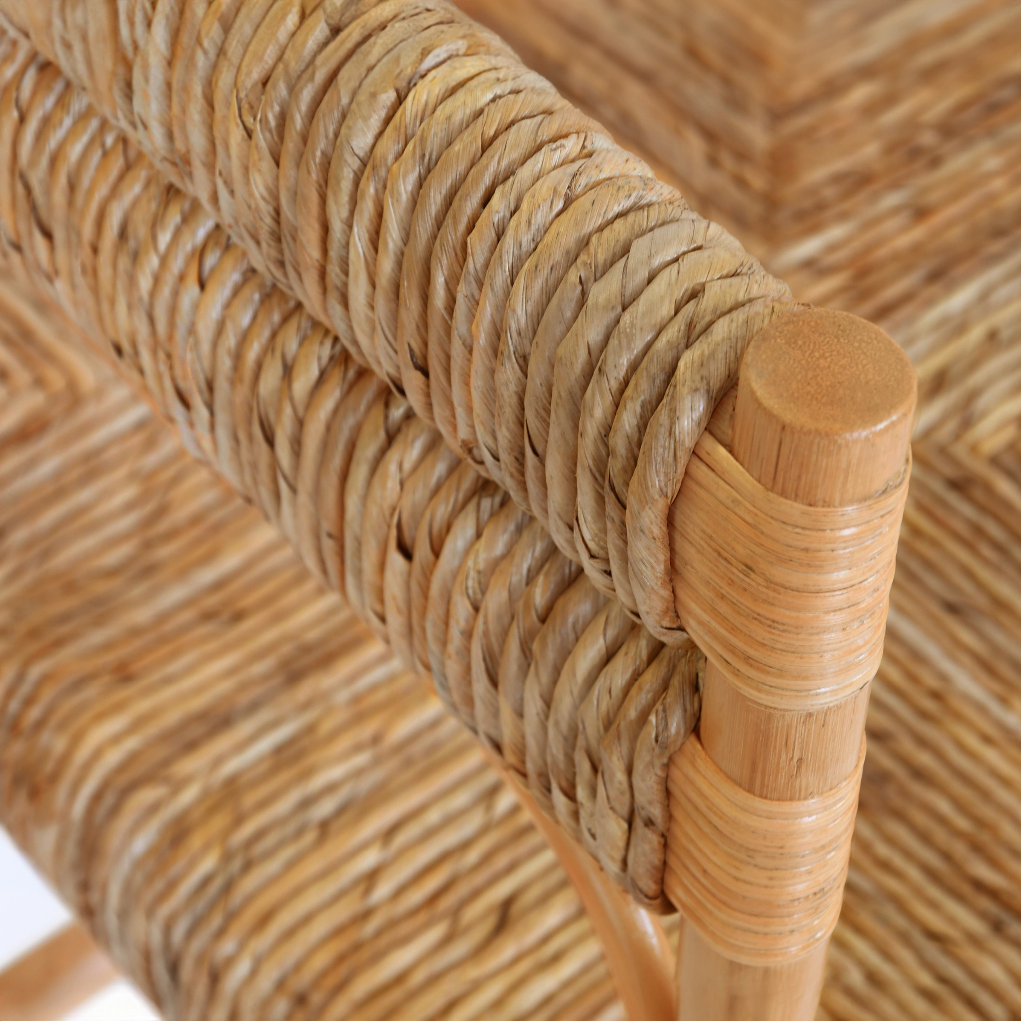 Handwoven Rattan & Seagrass Bench - Natural Boho Style Indoor/Outdoor Furniture for Patio, Garden, or Living Room Decor