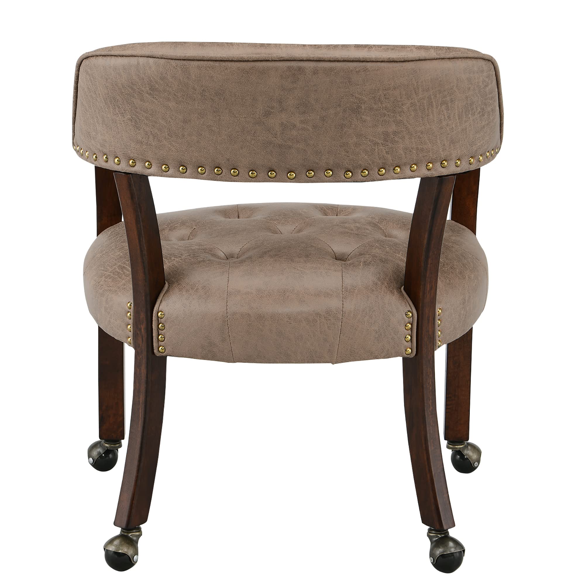 Premium Solid Wood Executive Office Chair with Wheels & Arms - Classic Swivel Upholstered Leather Desk Chair 31.5