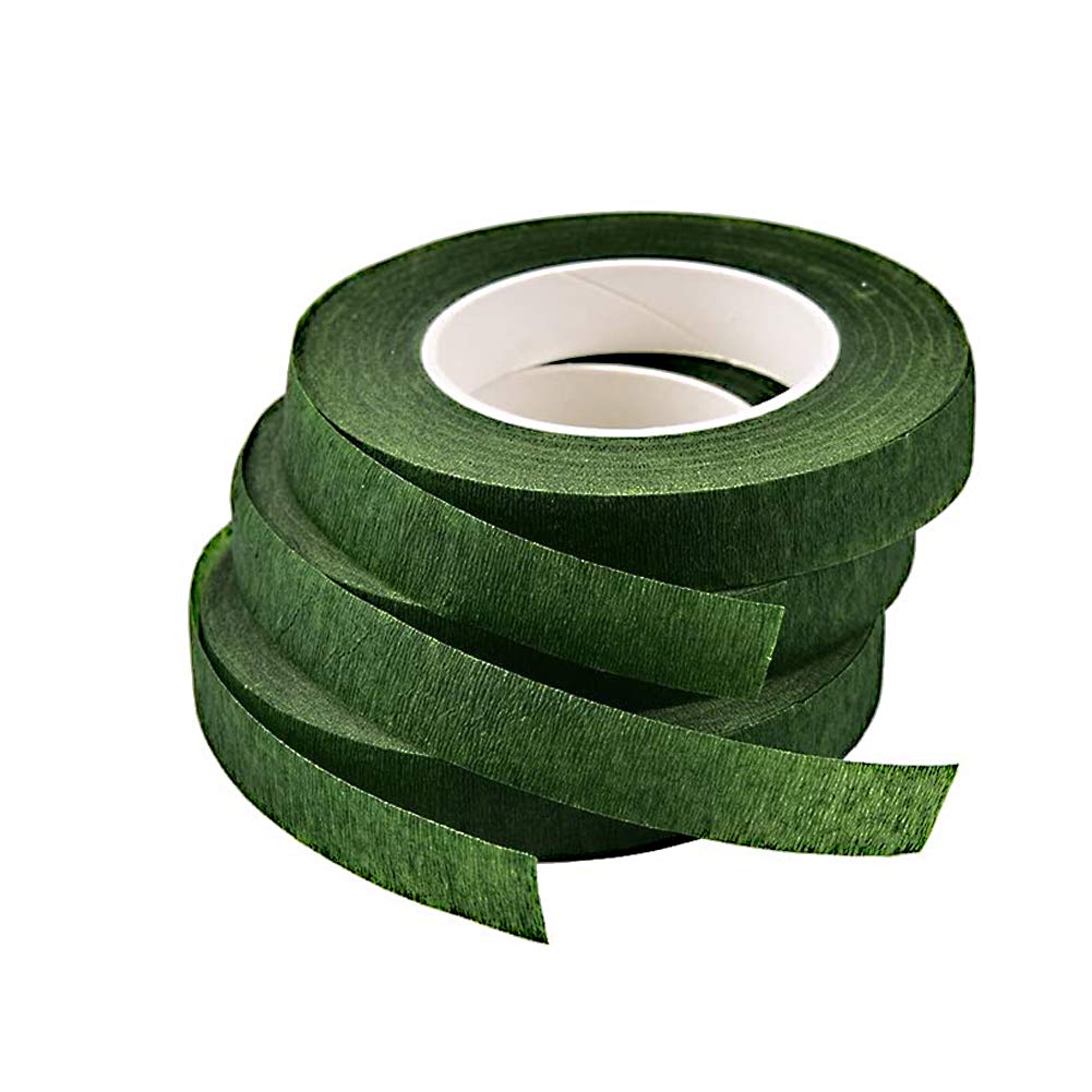 QincLing Floral Stem Wrap Tape - 3 Rolls Dark Green Florist Tape, 90 Feet per Roll - Waterproof & Stretchable Flower Tape for Bouquets, Wedding Arrangements & DIY Crafts