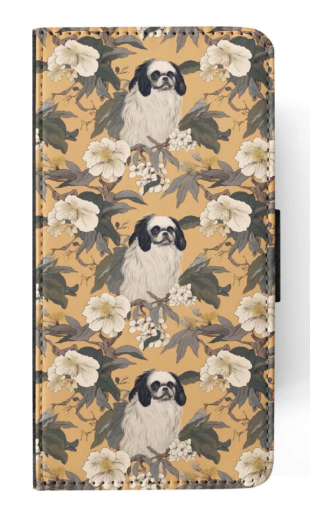 Cute Pekingese Puppy Dog Pattern Faux Leather Flip Wallet Phone Case for Apple iPhone 14 Pro - Stylish & Protective Cover for Everyday Use, Travel, and Outings