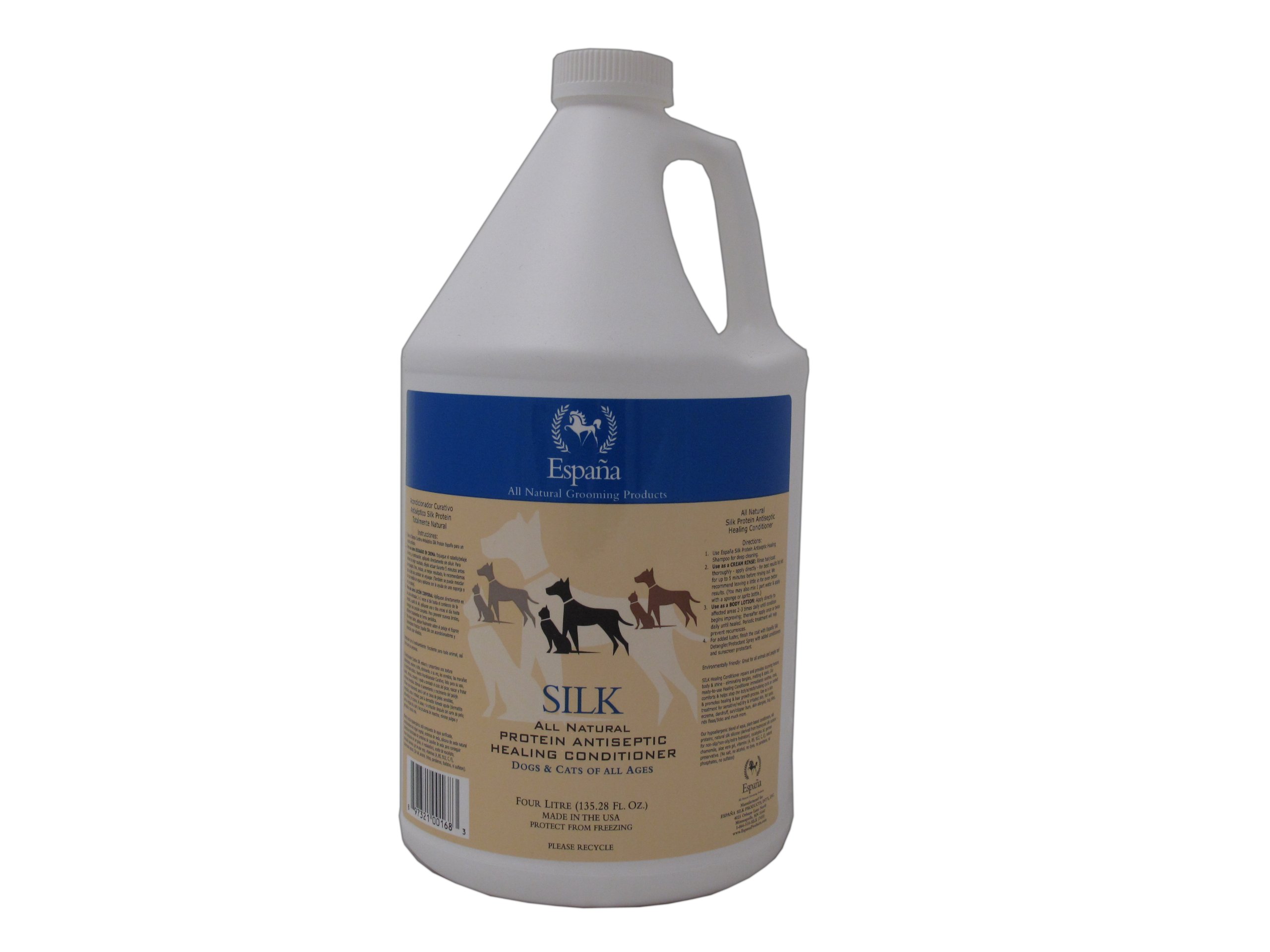 Espana Silk ESP2125DC Silk Protein Antiseptic Pet Conditioner for Dogs & Cats - 135.28 oz | Hypoallergenic, Soothing Formula for Sensitive Skin | Perfect for Bathing, Grooming & Post-Treatment Care