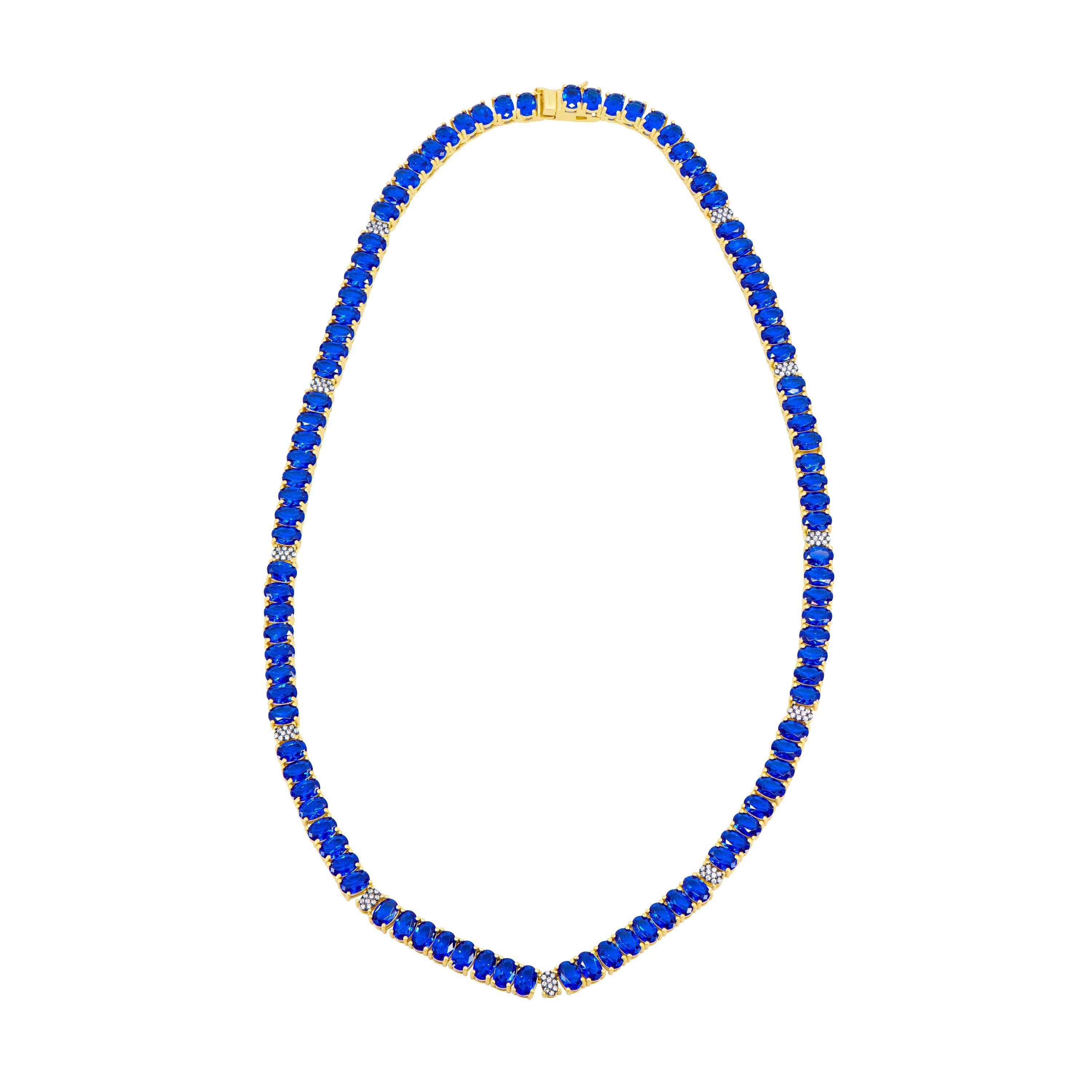 Elegant Midnight Tri-Tone Twilight Oval Station Tennis Necklace for Women – Perfect for Evening Parties, Weddings & Special Occasions