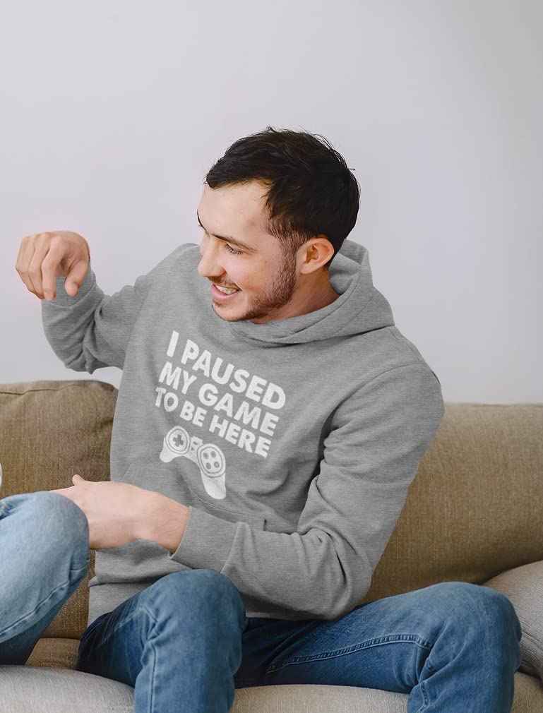 Funny 'I Paused My Game to Be Here' Gamer Hoodie for Men - Cool Gaming Gifts for Gamers - Perfect for Esports, LAN Parties & Casual Gaming