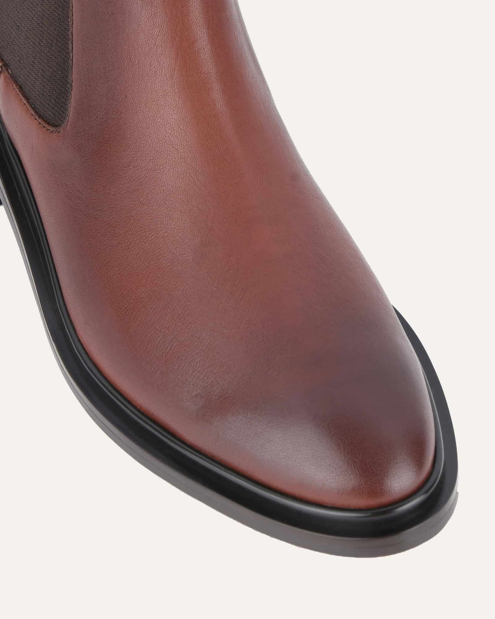 MELROSE Women's Flat Ankle Boots - Chestnut Leather Shoes for Casual Wear, Comfortable & Stylish - Perfect for Fall, Winter & Everyday Outfits