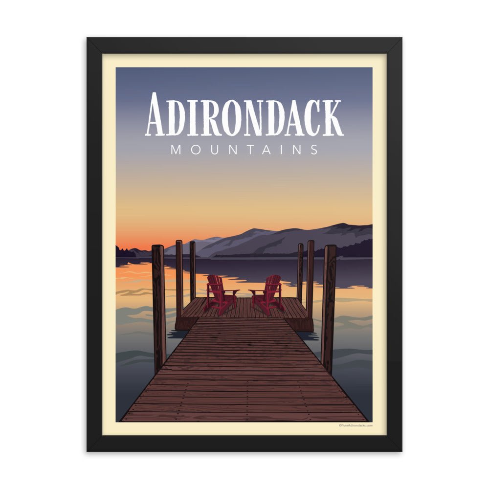 Adirondack Mountains Dock Views Poster - Stunning Landscape Wall Art for Home, Office & Cabin Decor