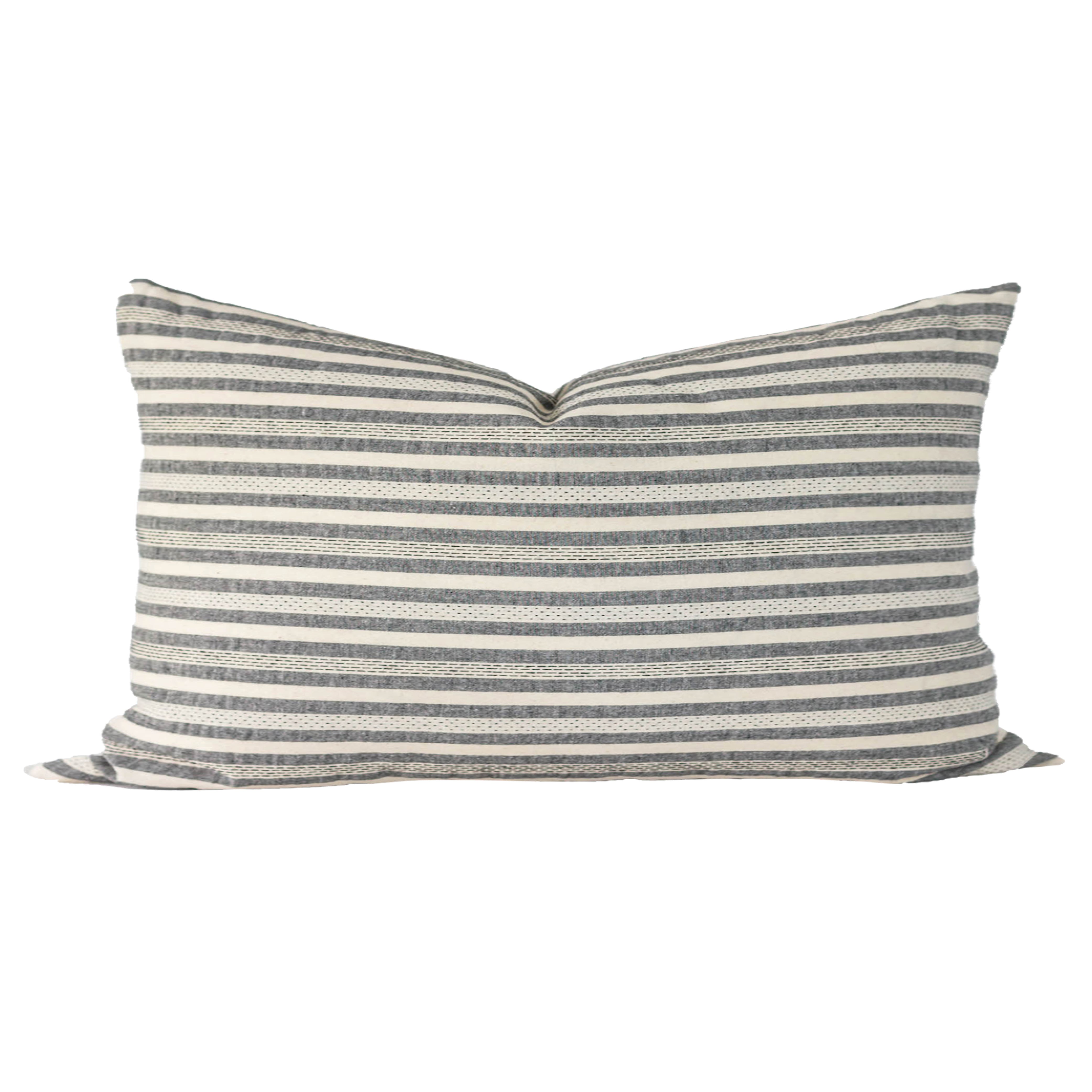 Boho Stripe Pillow Cover - 18x18 Inch Decorative Cushion Case for Sofa, Bed, Couch - Soft Cotton Linen Blend - Perfect for Bohemian, Farmhouse & Eclectic Home Decor