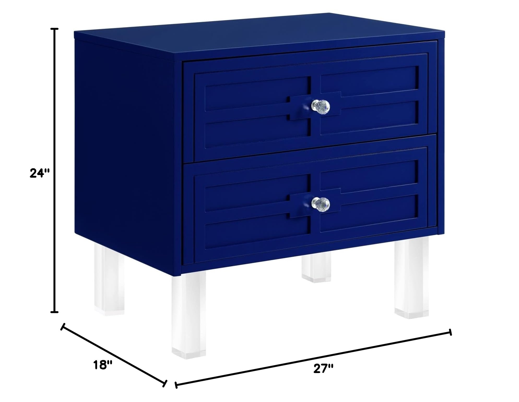 Giorgio Lucite Leg Side Table - Navy Accent Table & Nightstand for Living Room, Bedroom & Office | Modern Home Decor