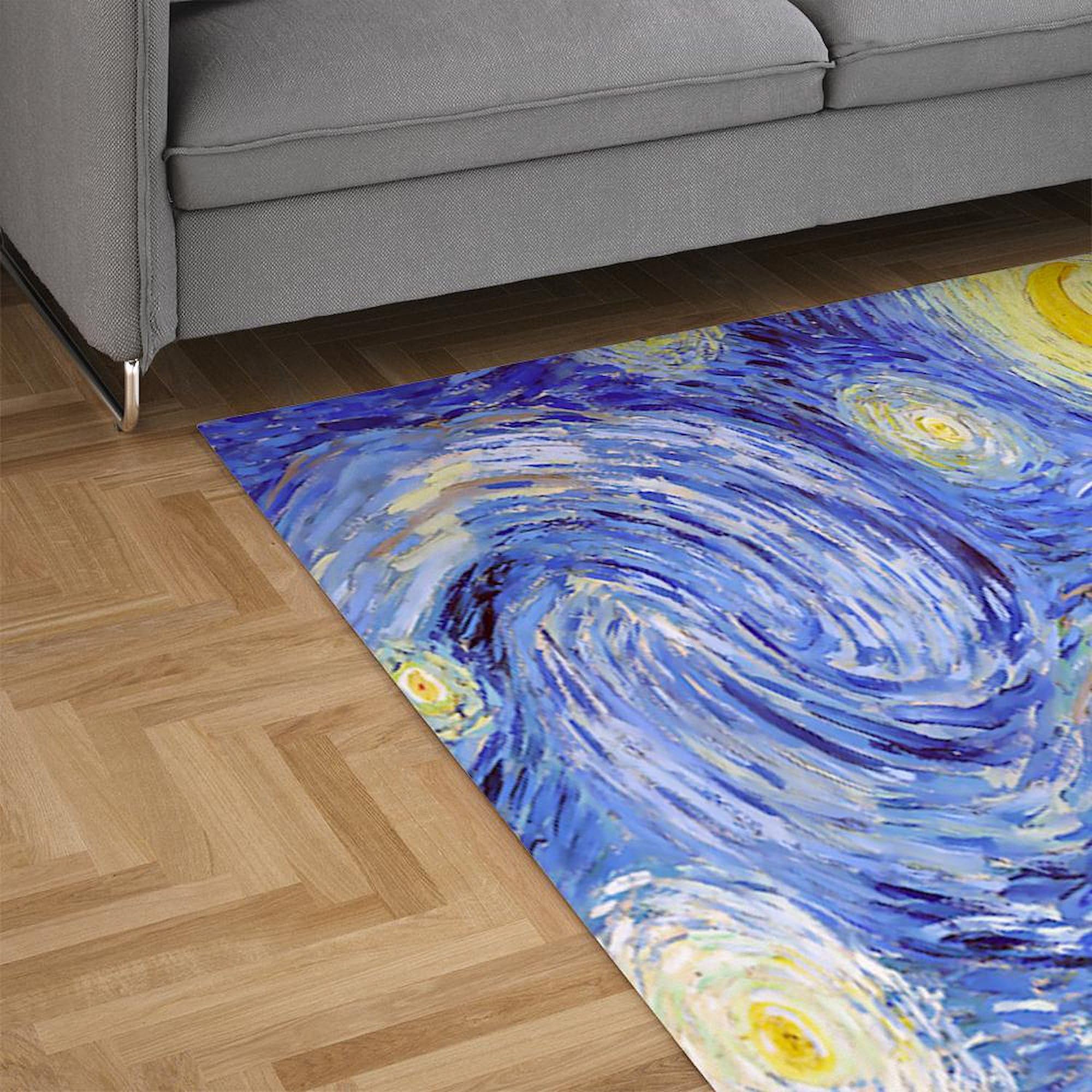 Starry Night Van Gogh Area Rug - Non-Slip Decorative Throw Rug for Living Room, Bedroom, Office - Inspired by Van Gogh's Famous Painting - Perfect for Home Decor and Gifts