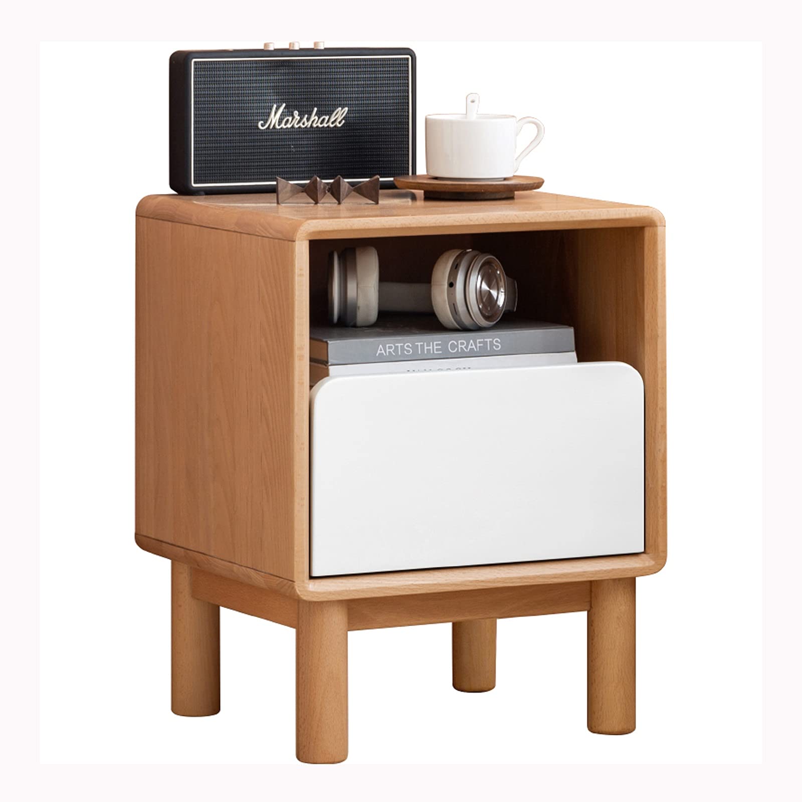 Liudan 2-Tier Nightstand with Drawer - Wooden Bedside Table for Small Spaces, Sturdy & Anti-Tip Design - Perfect for Bedrooms, Dorms, and Apartments