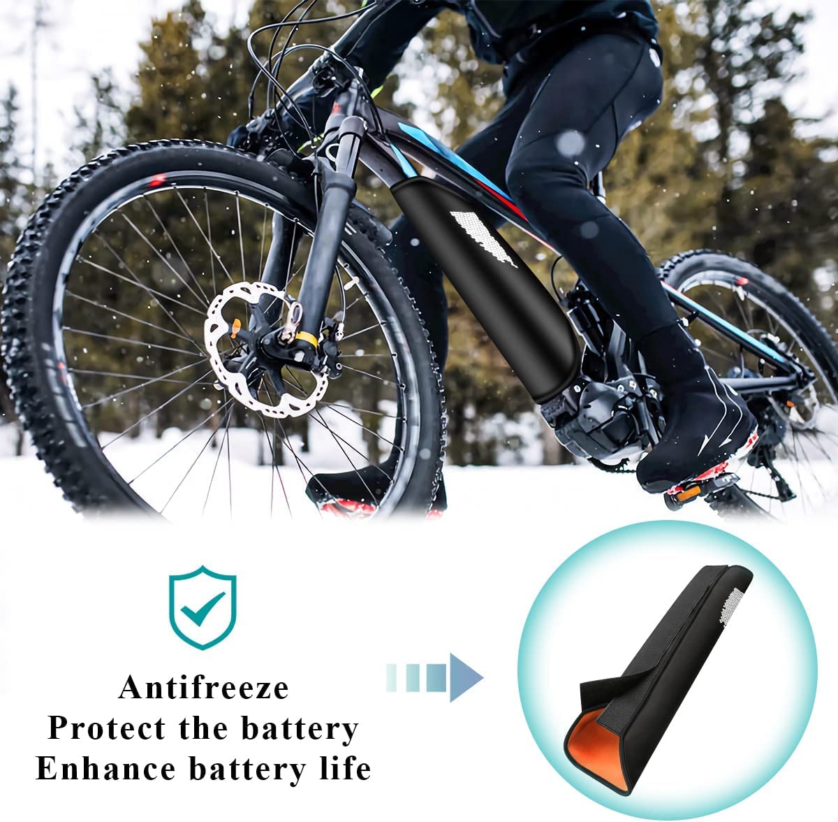 OneNine E-Bike Battery Protective Case - Waterproof Dustproof Thermal Cover for Electric Bicycle Batteries in Downtube - Durable Black Battery Bag for Commuting, Off-Road & Urban Riding