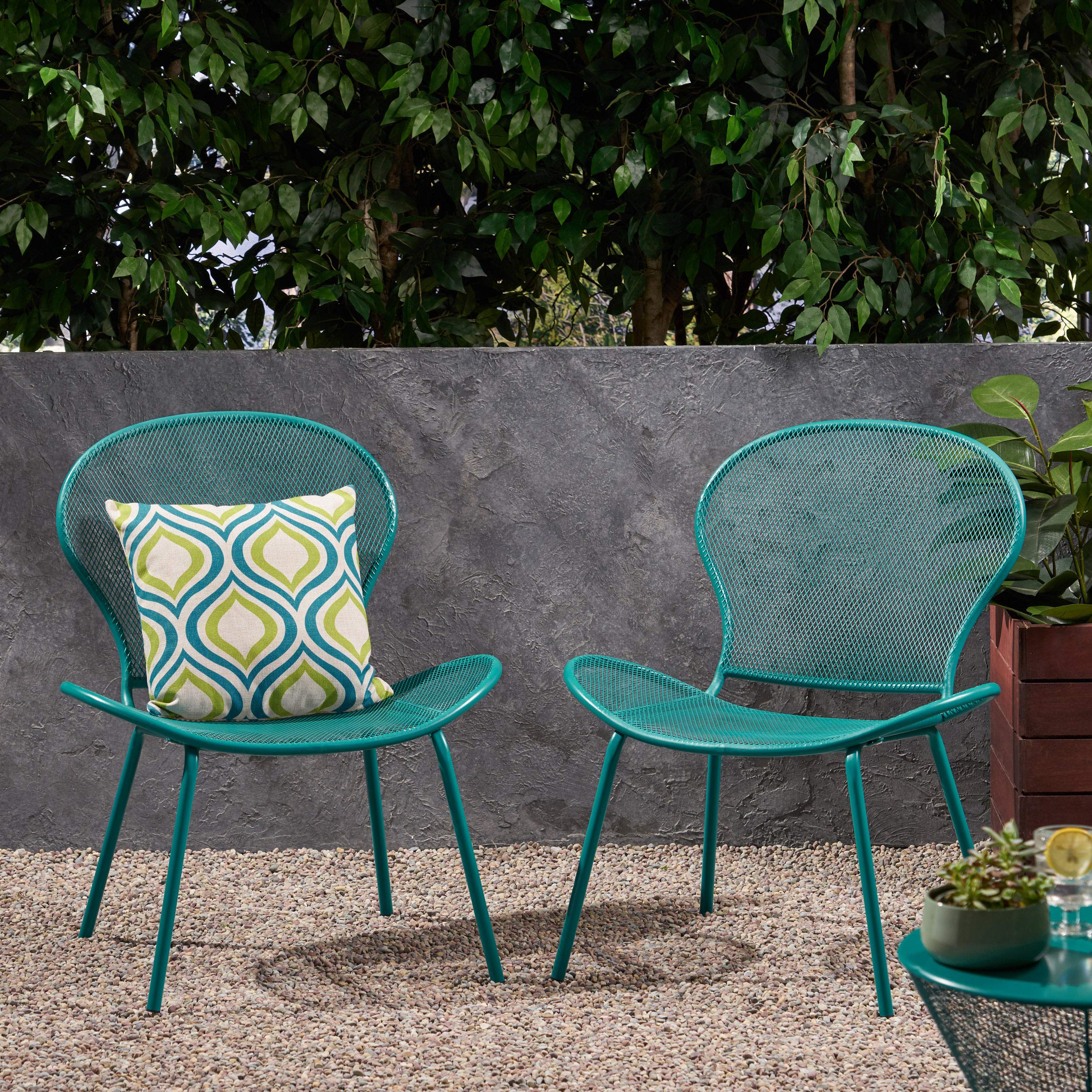 310352 Matte Teal Patio Dining Chairs - Outdoor Furniture Set for Garden, Poolside & Backyard Entertaining | Great Deal Furniture