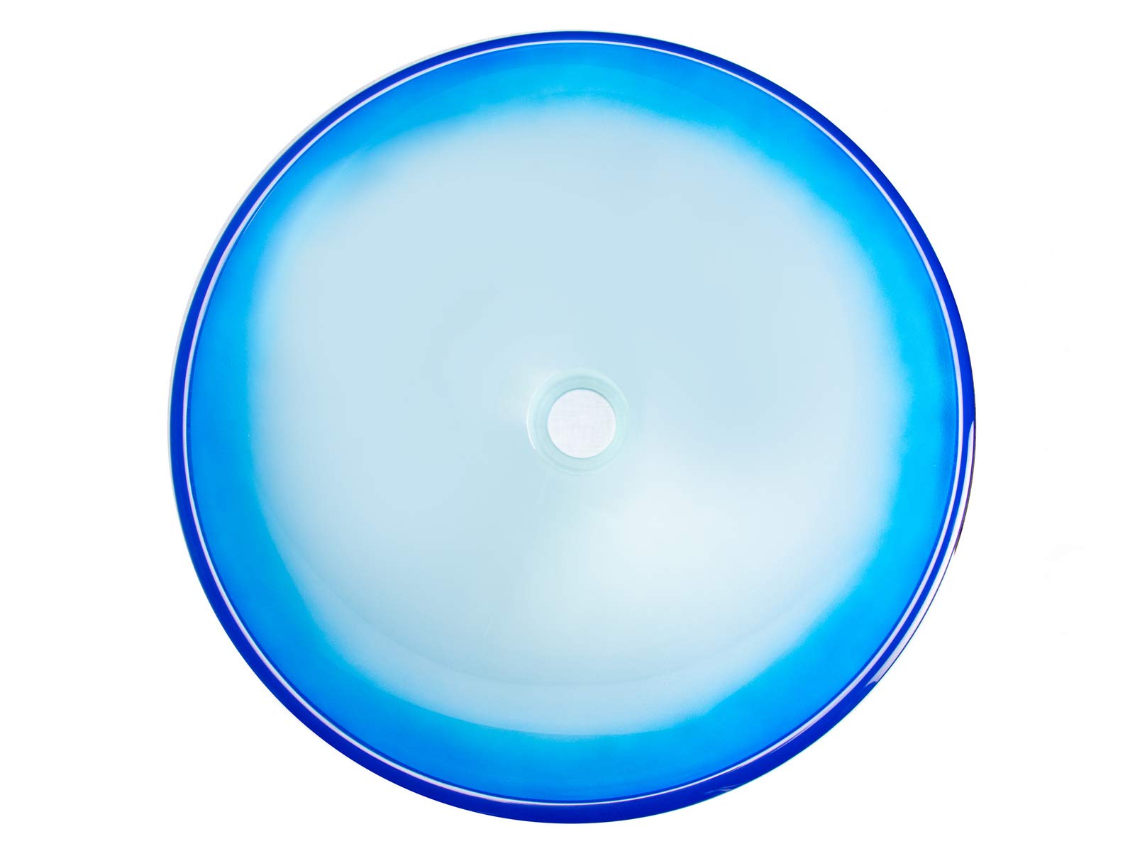 Frosted Blue Round Glass Vessel Bathroom Sink - Modern Above Counter Basin for Vanity, Powder Room, and Luxury Home Decor