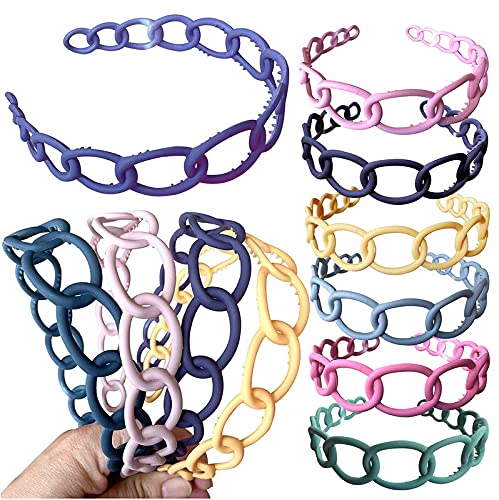 Belicia 6 Pack Fashion Plastic Headbands with Teeth for Women & Girls - Non-Slip Wide Chain Hair Headbands with Matte Finish - Perfect for Work, School, and Everyday Styling