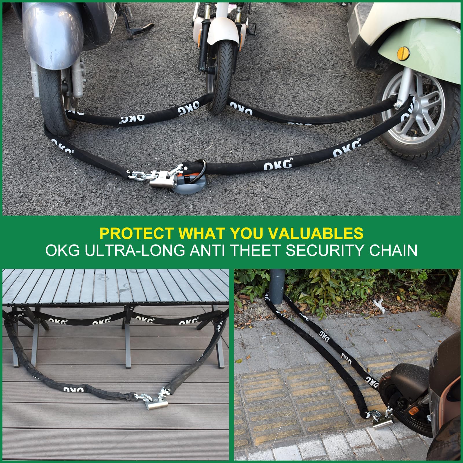 OKG 10-Foot Extra Long Heavy Duty Security Chain - 3/8