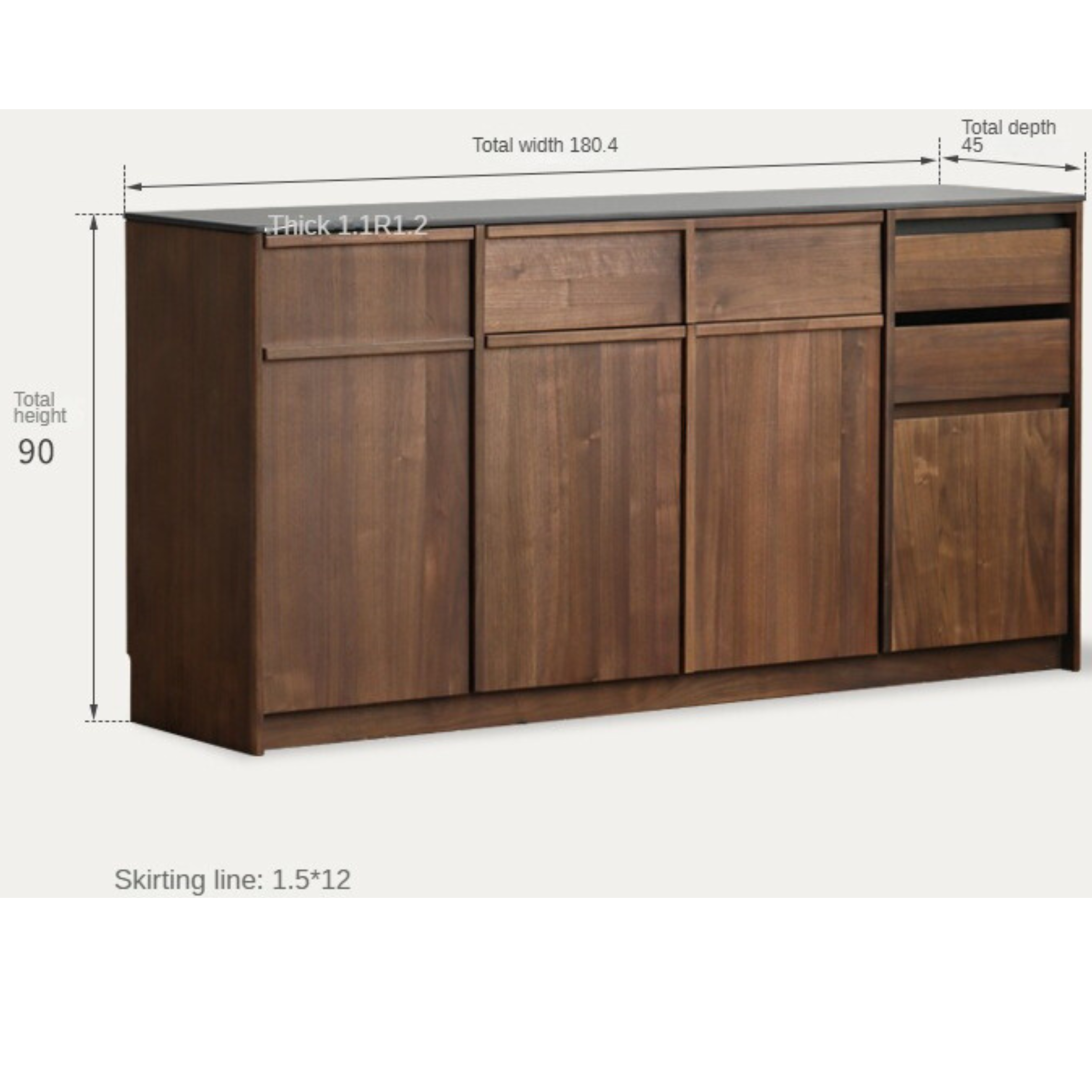 Premium Black Walnut Solid Wood Sideboard Buffet - Modern Light Luxury Dining Room Storage Cabinet for Formal Entertaining & Everyday Use