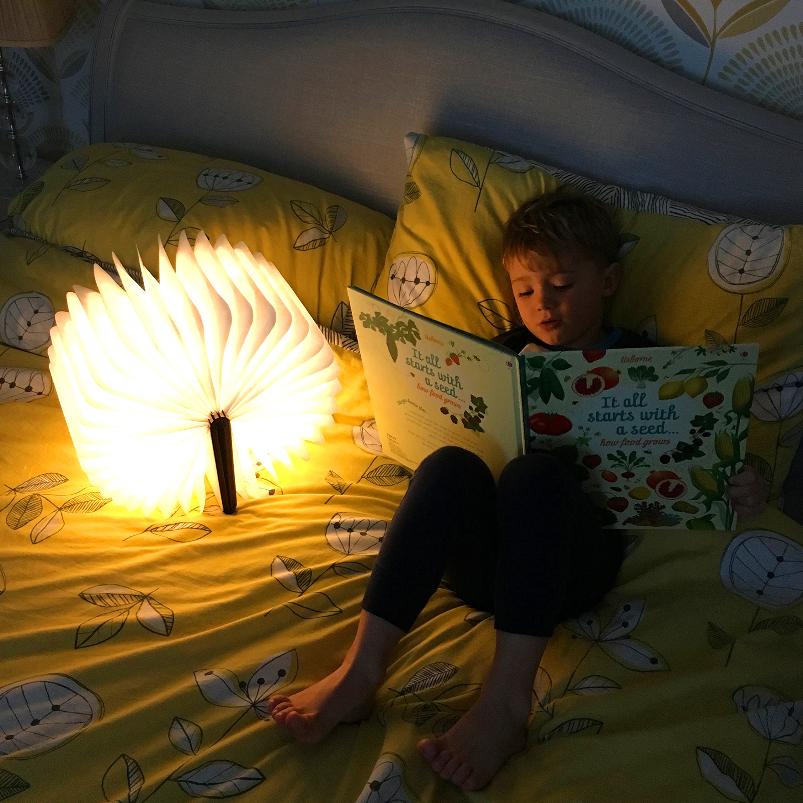KleverCase 360° Rechargeable Book Cover Reading Lamp - Magic Theme Night Light for Desk & Bedside (Large Size, White Light) | Perfect Gift for Book Lovers & Reading in Bed