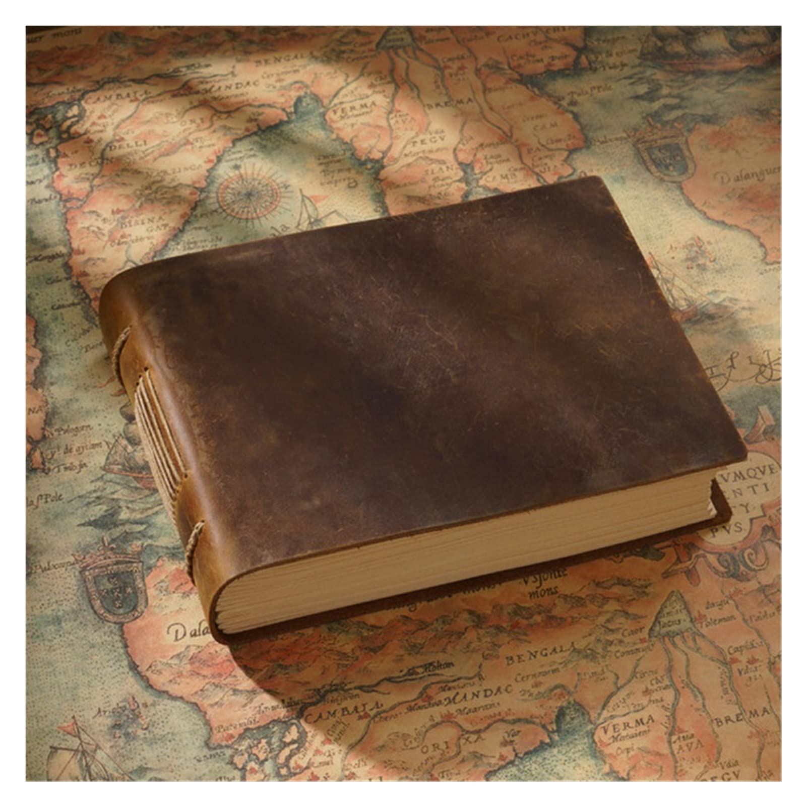 Handmade Leather Notebook Cover - Retro Journal & Sketchbook with 400 Blank Kraft Pages - Perfect Gift for Teachers & Students (Color: C) | Ideal for Writing, Drawing, Note-Taking & Daily Planning
