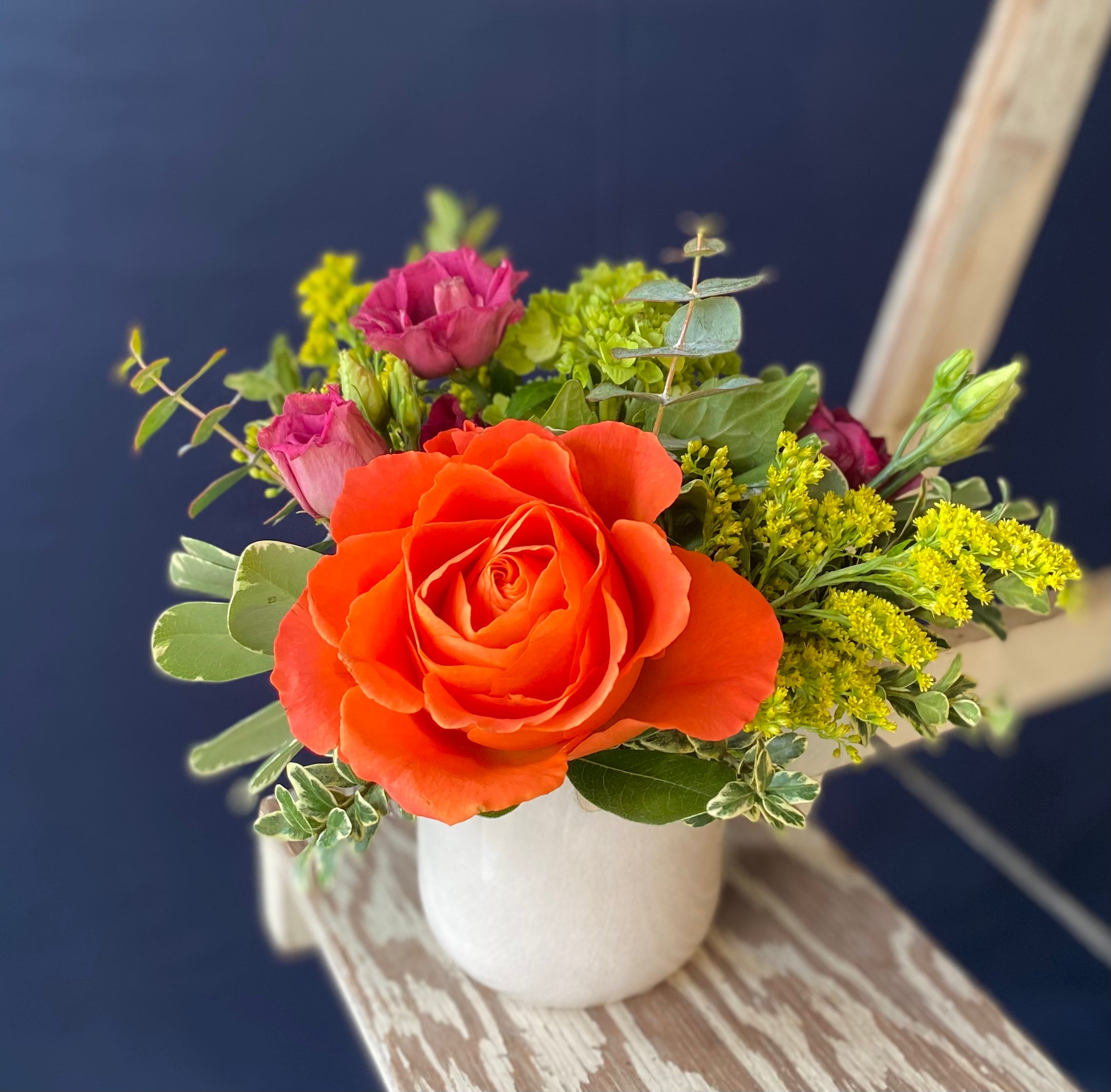 Vibrant Colorful Small Vase Floral Arrangement - Perfect for Home Decor, Wedding Centerpieces & Gift Ideas - $40 Extra Small Size