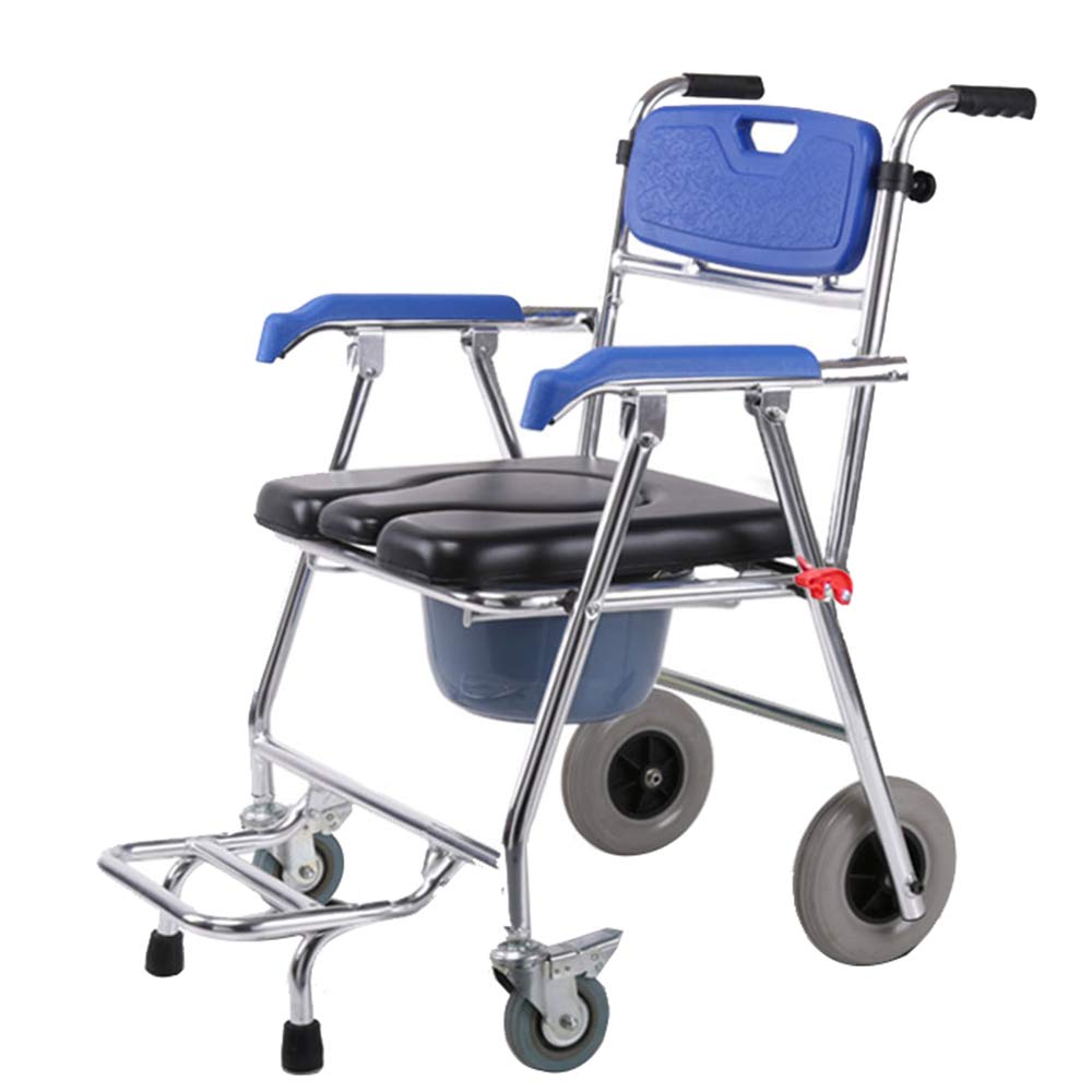 3-in-1 Folding Medical Commode Chair with Handrails & Wheels - Heavy Duty Toilet Wheelchair for Elderly, Patients & Pregnant Women - Ideal for Home Care, Hospitals & Mobility Assistance