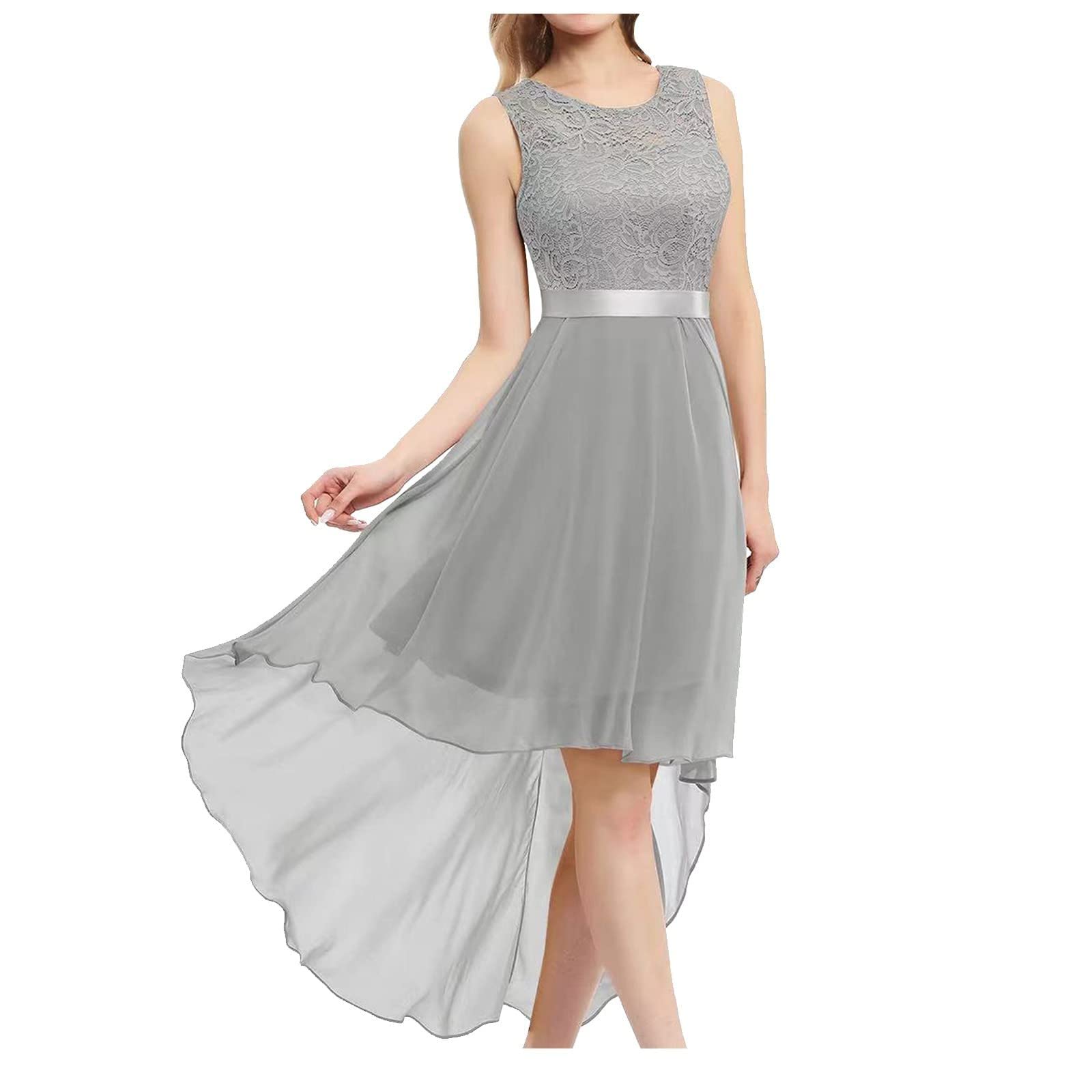 Women's Summer Casual Sun Dresses 2022 - Lace Trim Sleeveless A-Line Flowy Swing Sundress for Wedding Guest, Beach Vacation & Outdoor Parties