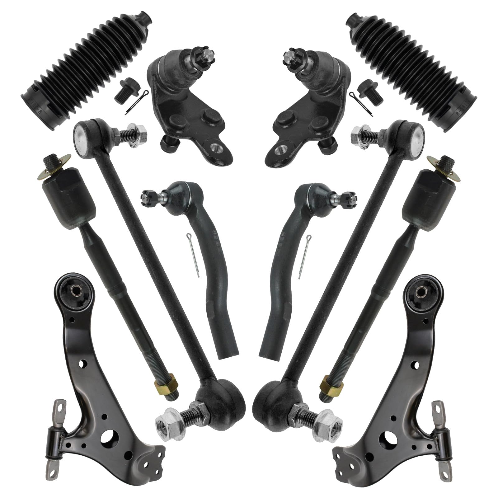 TRQ Front Steering & Suspension Kit with Ball Joint, Control Arm, Rack & Pinion, Bellows, Sway Bar, Stabilizer Link & Tie Rod - Compatible with 2005-2012 Toyota Avalon - Perfect for Smooth Ride & Precise Handling on Highways or Rough Roads