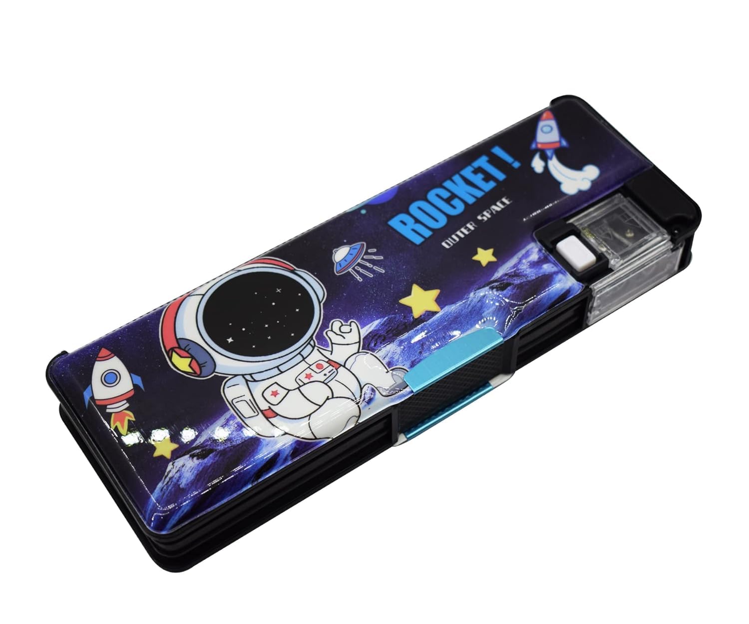 HK Toys Multifunctional LED Pencil Case with Built-in Sharpener - Space Themed School Supplies for Kids | Perfect for Classroom, Homework & Art Projects
