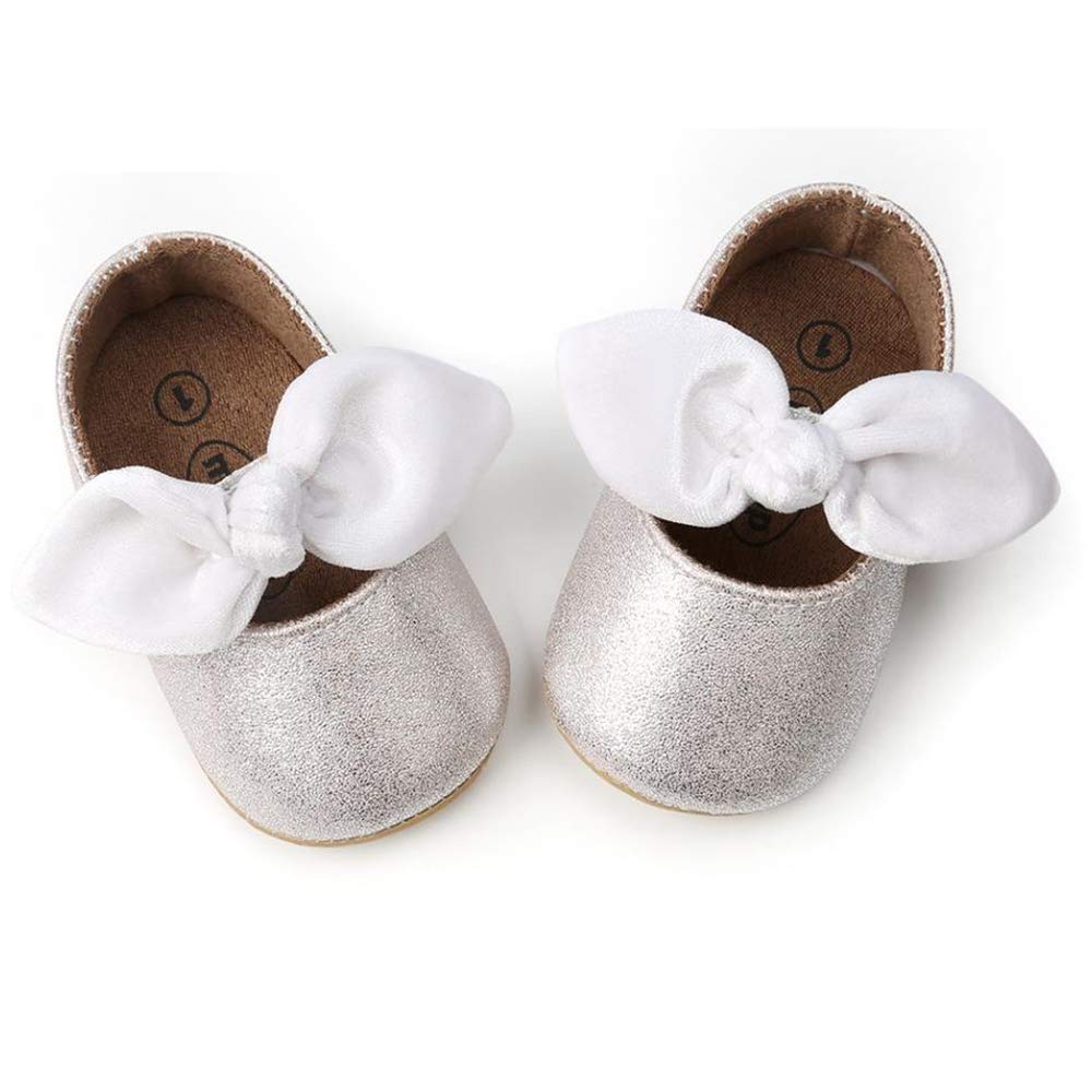 Anti-Slip Baby Girls Mary Jane Flats - Soft Rubber Sole Bow Dress Shoes for Toddlers | Perfect for Princess Costumes, Parties & Special Occasions