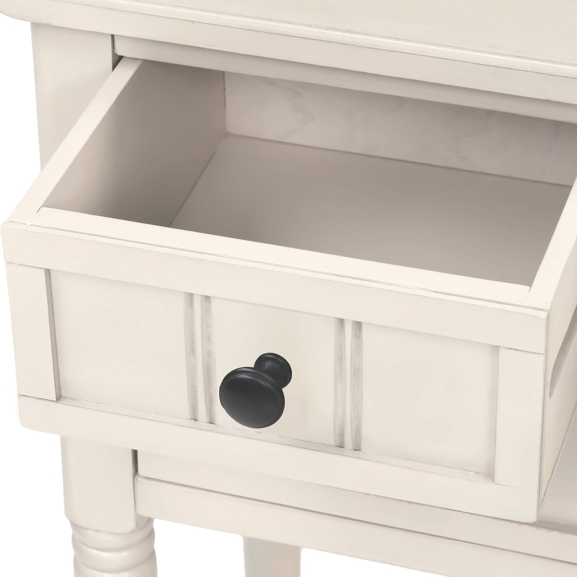 HABITRIO Narrow Console Table with 3 Drawers - Slim Sofa Table for Living Room, Entryway & Hallway - Easy to Assemble Storage Table with Bottom Shelf - Ivory White - Perfect for Small Spaces & Apartment Decor
