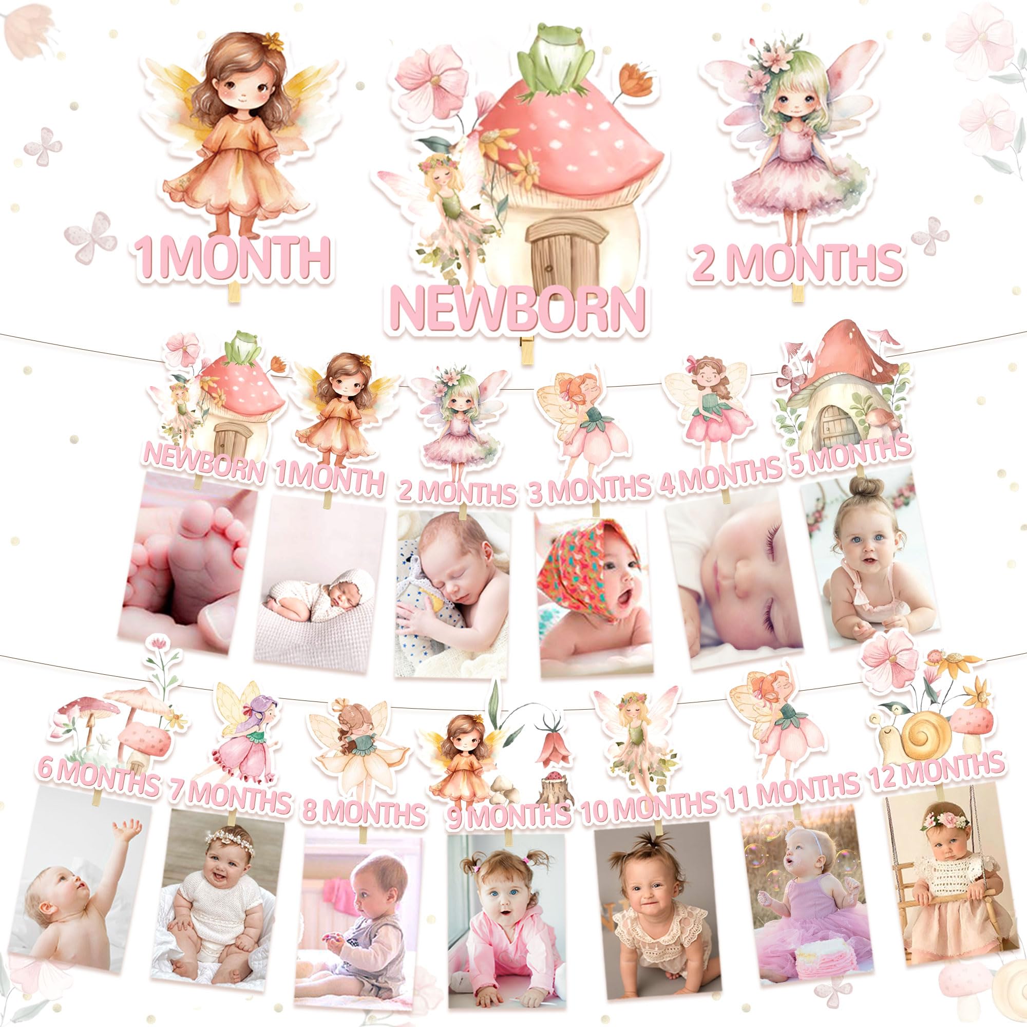 JeVenis Fairy First Birthday Decorations Set - Pink My Fairy First Birthday Party Supplies with High Chair Banner & Photo Backdrop - Perfect for Baby Girl's 1st Birthday, Fairy Theme Nursery Decor & Magical Birthday Photoshoots