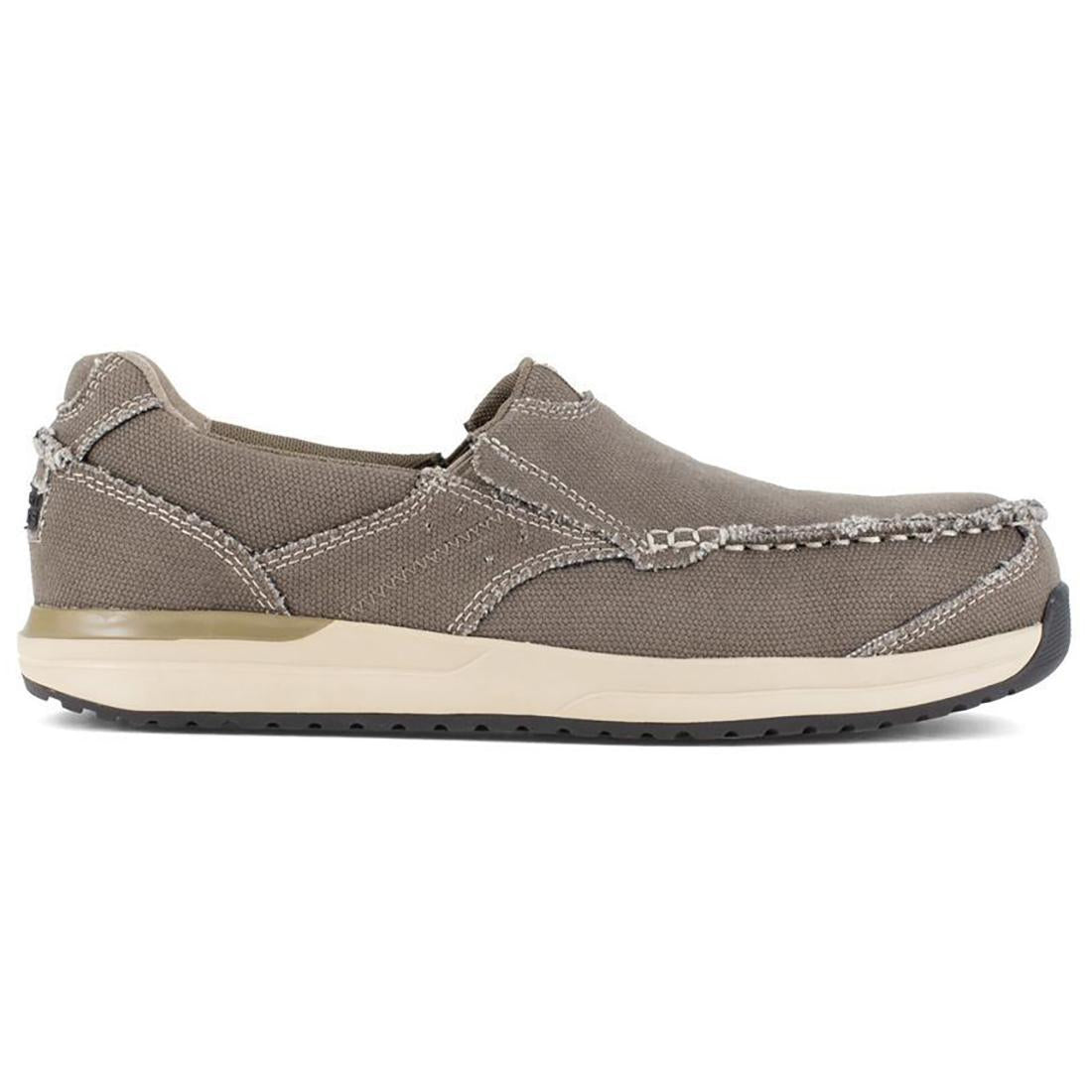 Langdon Composite Toe Slip-On Work Shoes for Men - Brown/Green Safety Shoes for Construction, Warehouse & Industrial Work